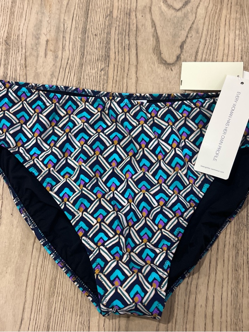 Profile By Gottex Navy Multicolor Geometric Bikini Bottom L/XL 16